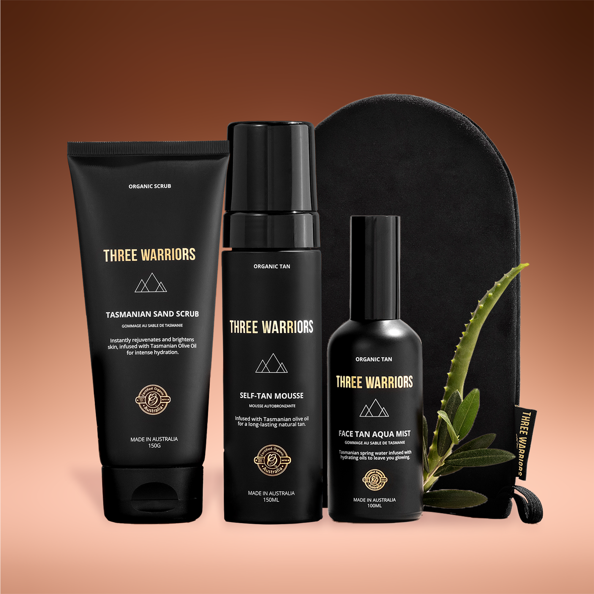 Deep Tan Starter Kit | Three Warriors | Streak & Orange Free Organic Tan