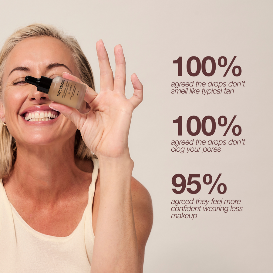 Hydrabronze Tanning Drops | Three Warriors | Supercharge your skin's hydration and enhance your glow with everyone's favourite face tan drops.